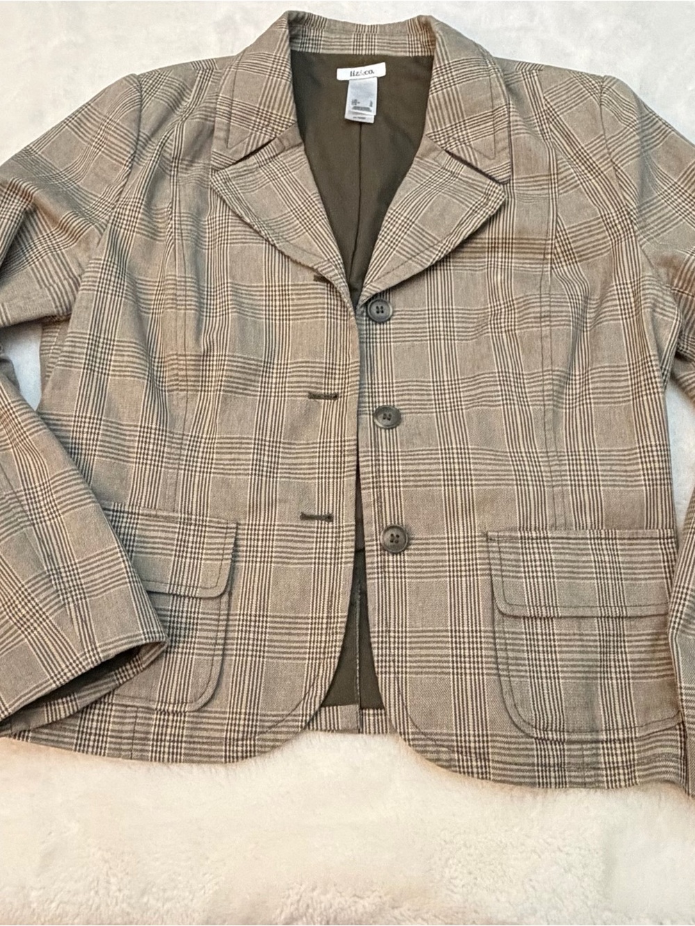 Liz Claiborne Tan Plaid Women's Blazer